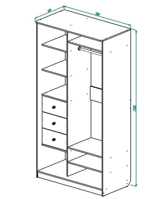 Чертеж шкафа внутри
